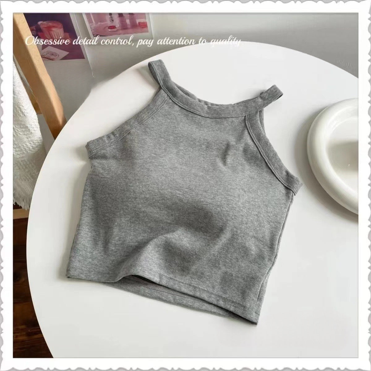 Braless Halter Neck Top with Built-In Bra Pads