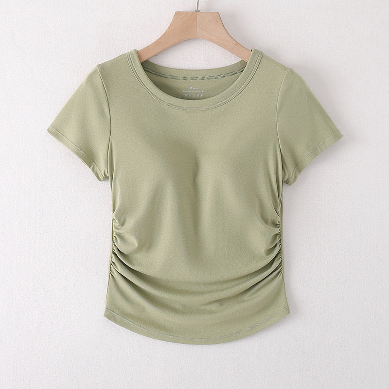 Women Super Comfortable Easy To Wear Bra Less Short Sleeve Top