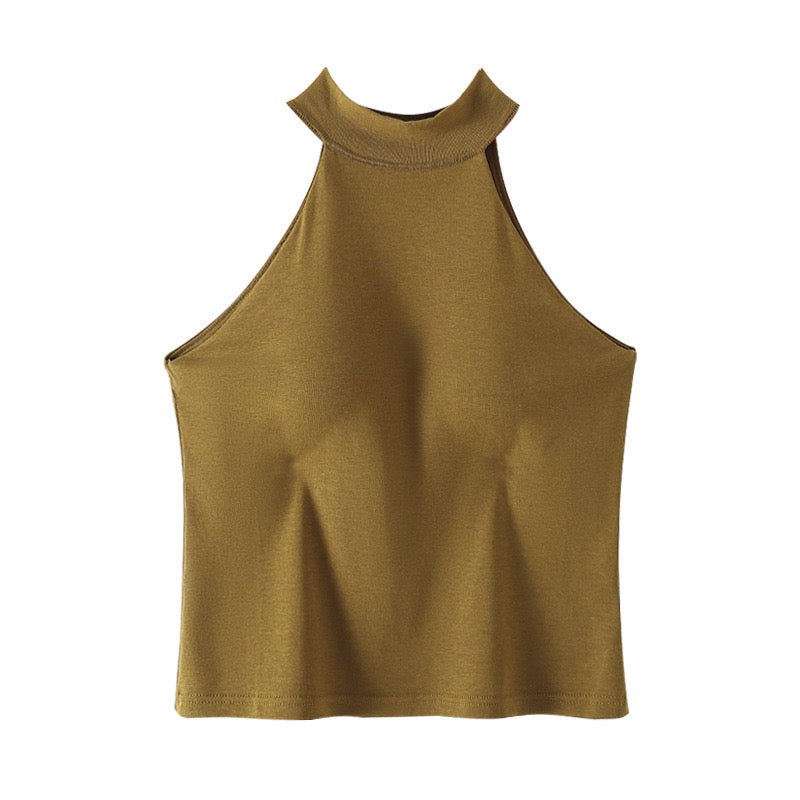 Stylish and Supportive Built-In Bra Halter Neck Top
