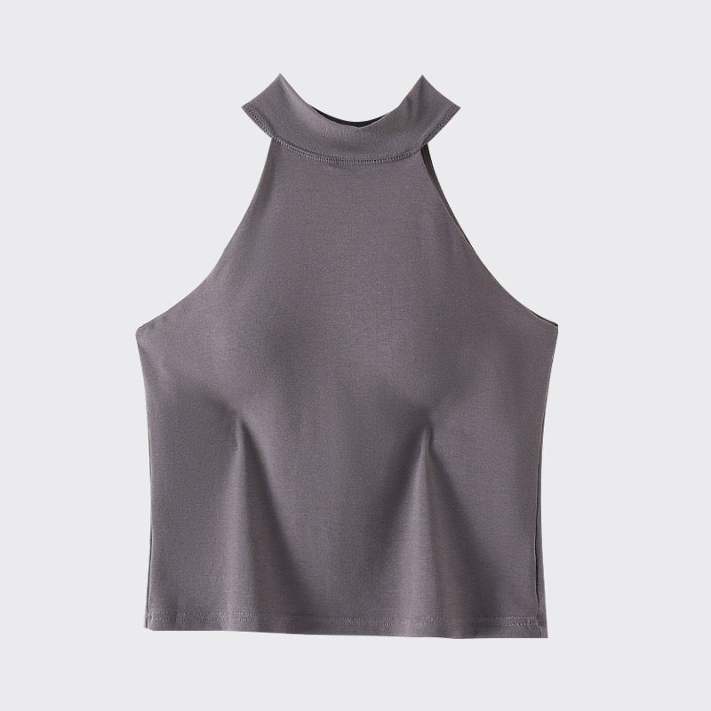 Stylish and Supportive Built-In Bra Halter Neck Top