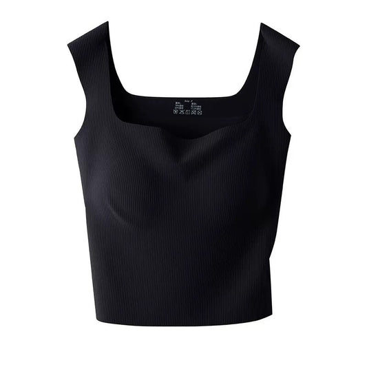 Braless Ribbed Seamless Tank Top with Built- In Bra