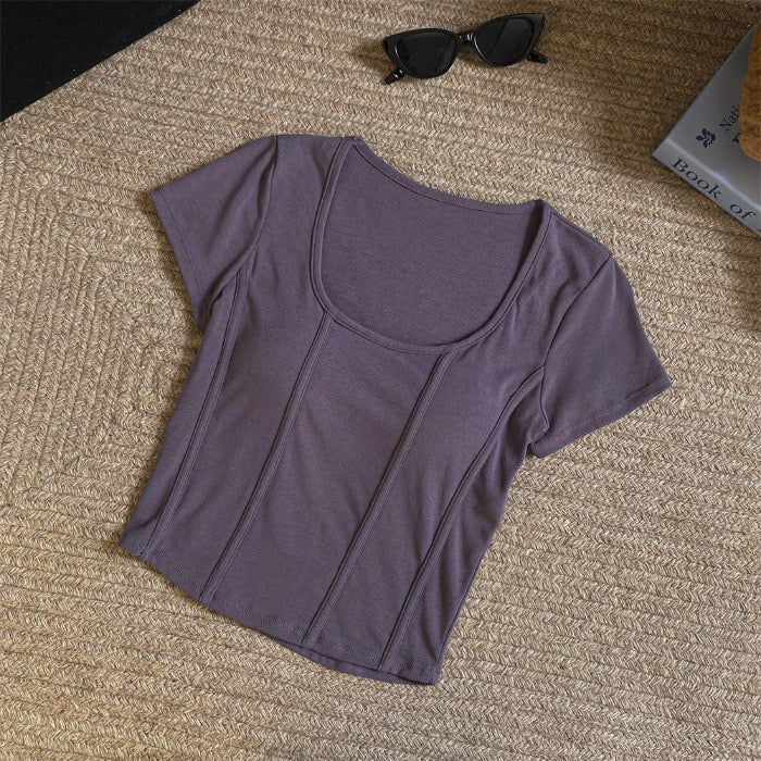 Braless Slimming Stretchy Top with Built-In Bra Pads