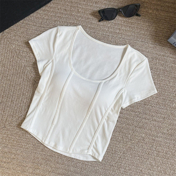 Braless Slimming Stretchy Top with Built-In Bra Pads