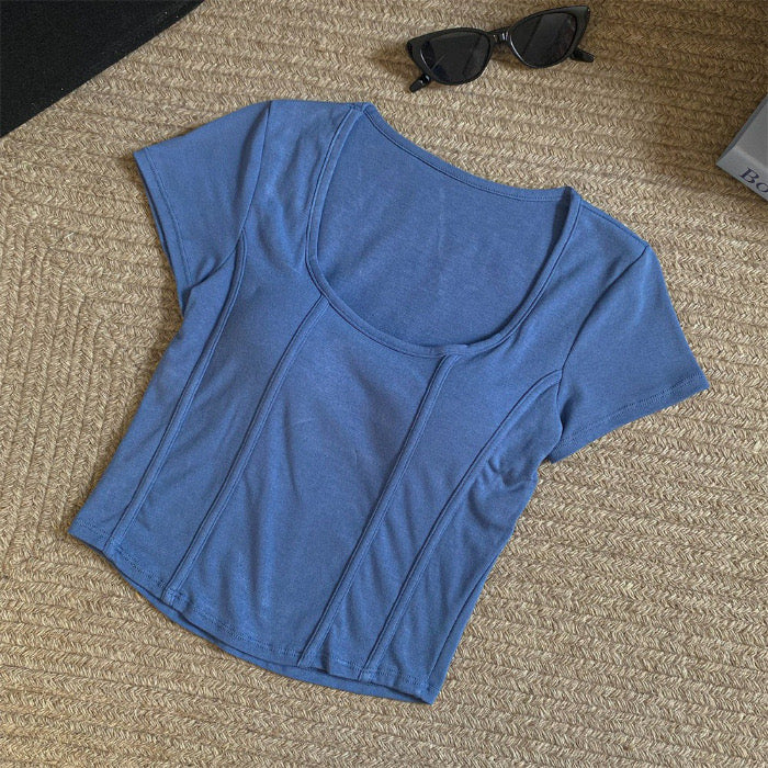 Braless Slimming Stretchy Top with Built-In Bra Pads