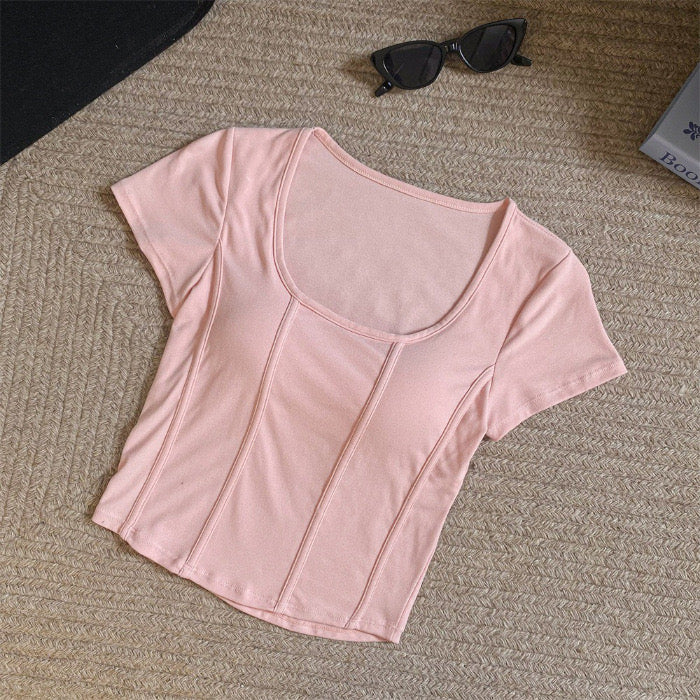 Braless Slimming Stretchy Top with Built-In Bra Pads