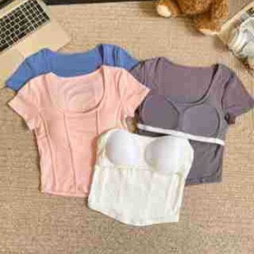 Braless Slimming Stretchy Top with Built-In Bra Pads